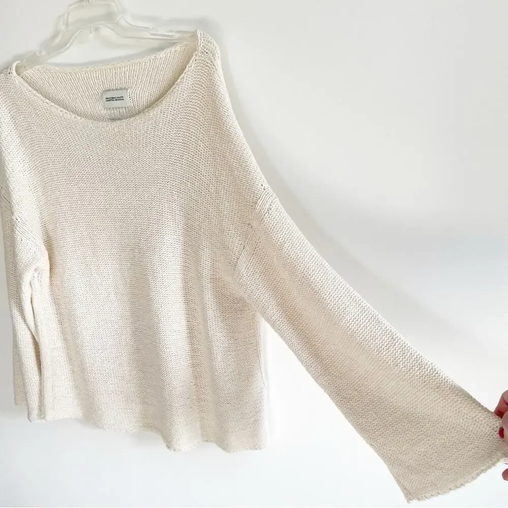 Massimo Dutti Cream Knit Open Neck Sweater
